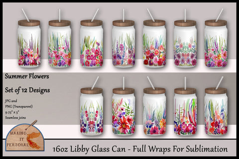 Summer Flowers - Sublimation | Libby Glass Mug | PNG file Sublimation Making it Personal 