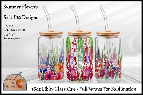 Summer Flowers - Sublimation | Libby Glass Mug | PNG file Sublimation Making it Personal 