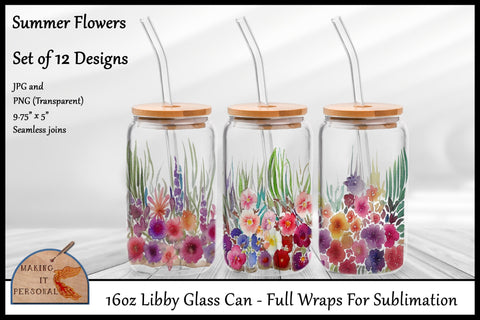 Summer Flowers - Sublimation | Libby Glass Mug | PNG file Sublimation Making it Personal 