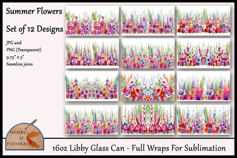 Summer Flowers - Sublimation | Libby Glass Mug | PNG file Sublimation Making it Personal 