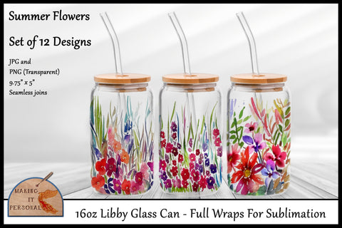 Summer Flowers - Sublimation | Libby Glass Mug | PNG file Sublimation Making it Personal 