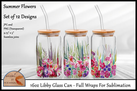 Summer Flowers - Sublimation | Libby Glass Mug | PNG file Sublimation Making it Personal 