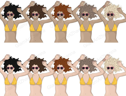 Summer Girl Clipart | Bikini Woman Illustration Sketch DESIGN GlamArtZhanna 