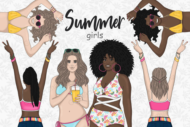 Summer Girl Clipart | Bikini Woman Illustration Sketch DESIGN GlamArtZhanna 