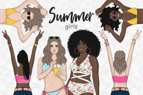 Summer Girl Clipart | Bikini Woman Illustration Sketch DESIGN GlamArtZhanna 