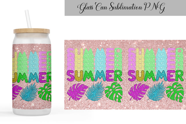 Summer Glass Can | Libbey Glass Can Sublimation WatercolorColorDream 