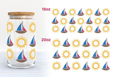 Summer Glass Can Wrap Bundle | 16oz and 20oz Libbey Glass SVG SVG B Renee Design 