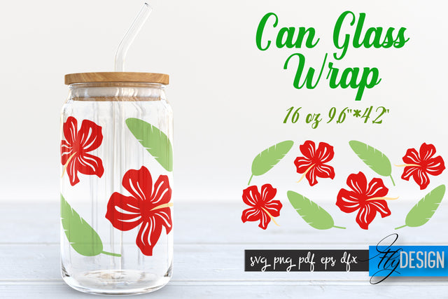 Summer Glass Can Wrap SVG | Tropical 16 oz Libbey Glass Can Wrap SVG | Glass Can Bundle | Wrap Template | 16 oz glass can wrap | Beer Can Glass Wrap SVG Fly Design 