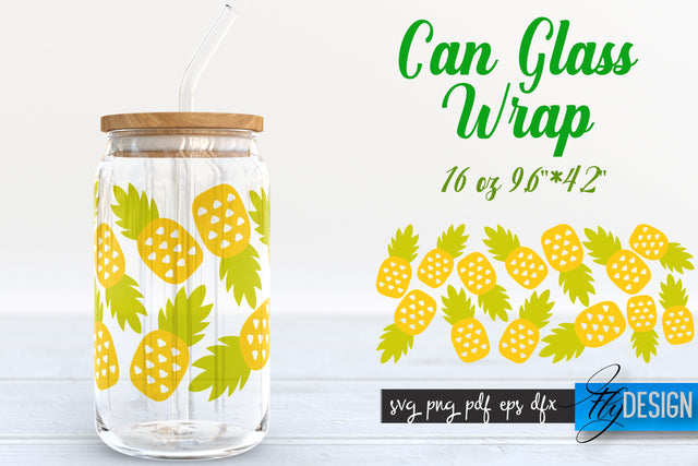Summer Glass Can Wrap SVG | Tropical 16 oz Libbey Glass Can Wrap SVG | Glass Can Bundle | Wrap Template | 16 oz glass can wrap | Beer Can Glass Wrap SVG Fly Design 