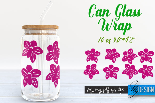 Summer Glass Can Wrap SVG | Tropical 16 oz Libbey Glass Can Wrap SVG | Glass Can Bundle | Wrap Template | 16 oz glass can wrap | Beer Can Glass Wrap SVG Fly Design 