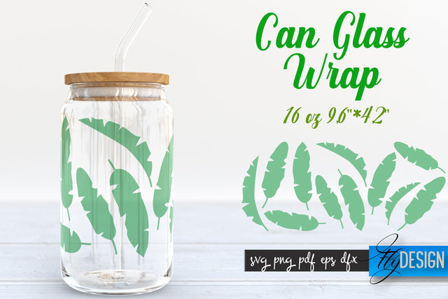 Summer Glass Can Wrap SVG | Tropical 16 oz Libbey Glass Can Wrap SVG | Glass Can Bundle | Wrap Template | 16 oz glass can wrap | Beer Can Glass Wrap SVG Fly Design 