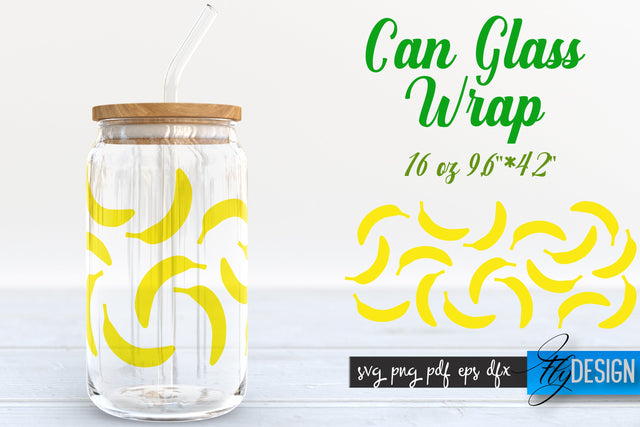 Summer Glass Can Wrap SVG | Tropical 16 oz Libbey Glass Can Wrap SVG | Glass Can Bundle | Wrap Template | 16 oz glass can wrap | Beer Can Glass Wrap SVG Fly Design 