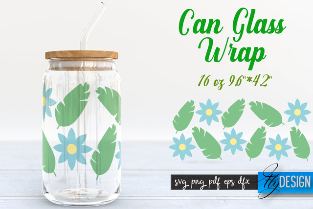 Summer Glass Can Wrap SVG | Tropical 16 oz Libbey Glass Can Wrap SVG | Glass Can Bundle | Wrap Template | 16 oz glass can wrap | Beer Can Glass Wrap SVG Fly Design 