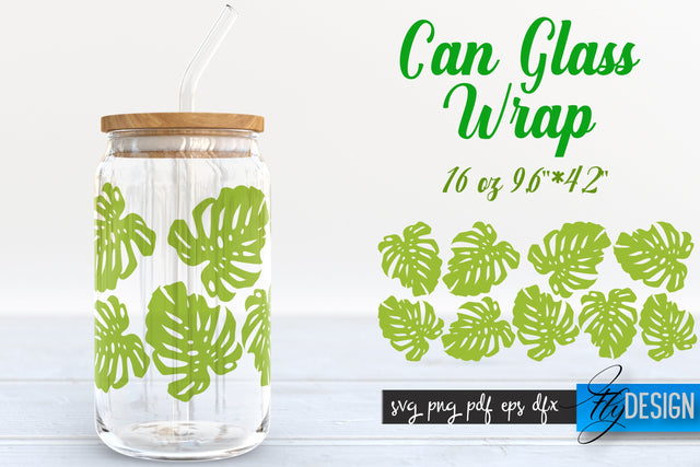 Summer Glass Can Wrap SVG | Tropical 16 oz Libbey Glass Can Wrap SVG | Glass Can Bundle | Wrap Template | 16 oz glass can wrap | Beer Can Glass Wrap SVG Fly Design 