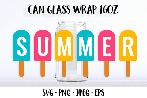 Summer glass can wrap template SVG. Ice cream can glass SVG LaBelezoka 