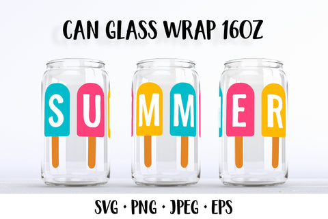 Summer glass can wrap template SVG. Ice cream can glass SVG LaBelezoka 