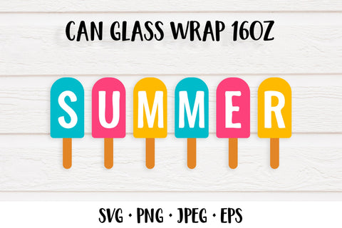 Summer glass can wrap template SVG. Ice cream can glass SVG LaBelezoka 