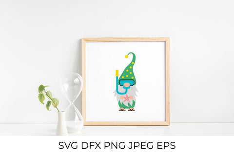 Summer gnom SVGe. Beach gnome wearing snorkeling mask SVG LaBelezoka 