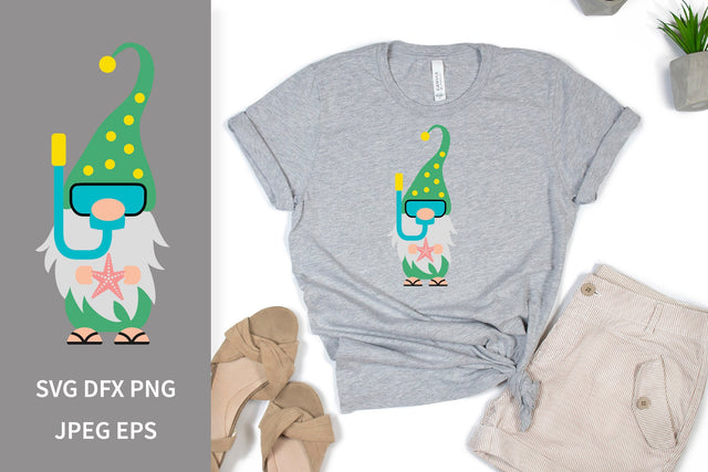 Summer gnom SVGe. Beach gnome wearing snorkeling mask SVG LaBelezoka 