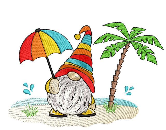 Summer Gnome Embroidery Design, 3 sizes Embroidery/Applique DESIGNS Nino Nadaraia 