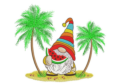 Summer Gnome Embroidery Design, 3 sizes, Instant Download Embroidery/Applique DESIGNS Nino Nadaraia 