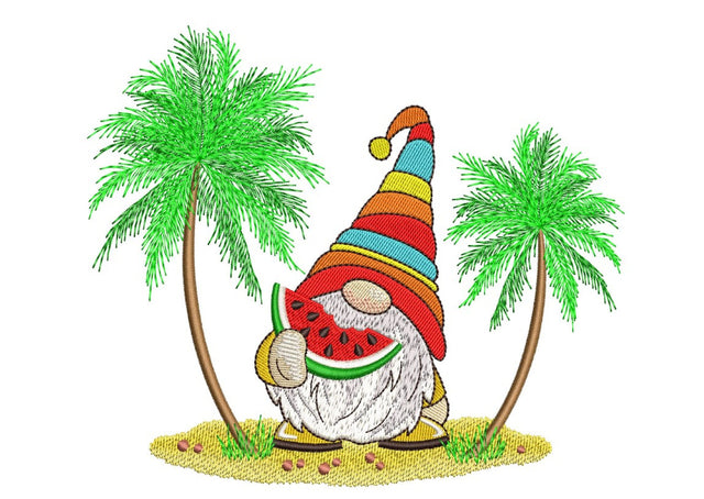 Summer Gnome Embroidery Design, 3 sizes, Instant Download Embroidery/Applique DESIGNS Nino Nadaraia 