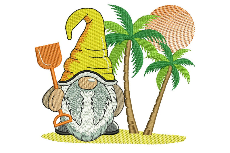 Summer Gnome Embroidery Design, Beach Embroidery designs Embroidery/Applique DESIGNS NextEmbroidery 