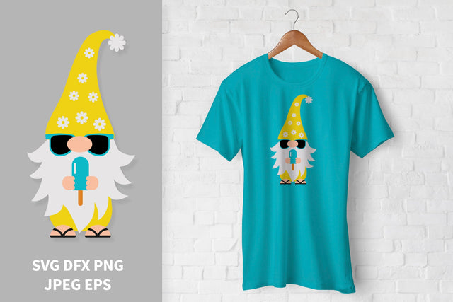 Summer gnome holding ice cream. Gnome on vacation SVG SVG LaBelezoka 