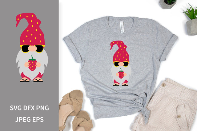 Summer gnome holding strawberry. Gnome on vacation SVG SVG LaBelezoka 