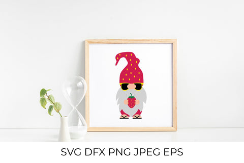 Summer gnome holding strawberry. Gnome on vacation SVG SVG LaBelezoka 