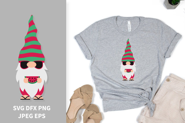Summer gnome holding watermelon. Gnome on vacation SVG LaBelezoka 