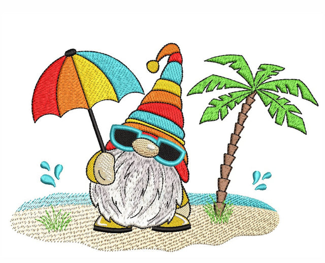 Summer Gnome in Glasses Embroidery Design, 3 sizes Embroidery/Applique DESIGNS Nino Nadaraia 