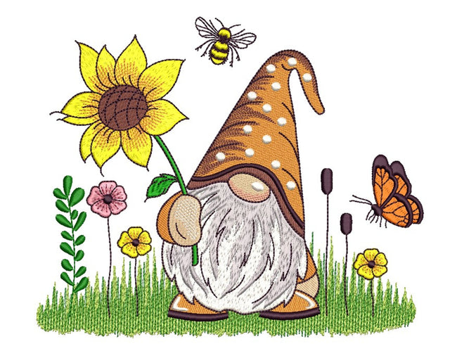 Summer Gnome Machine Embroidery Design, 3 sizes Embroidery/Applique DESIGNS Nino Nadaraia 