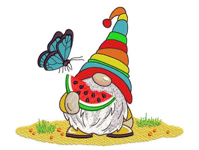 Summer Gnome Machine Embroidery Design, 3 sizes Embroidery/Applique DESIGNS Nino Nadaraia 