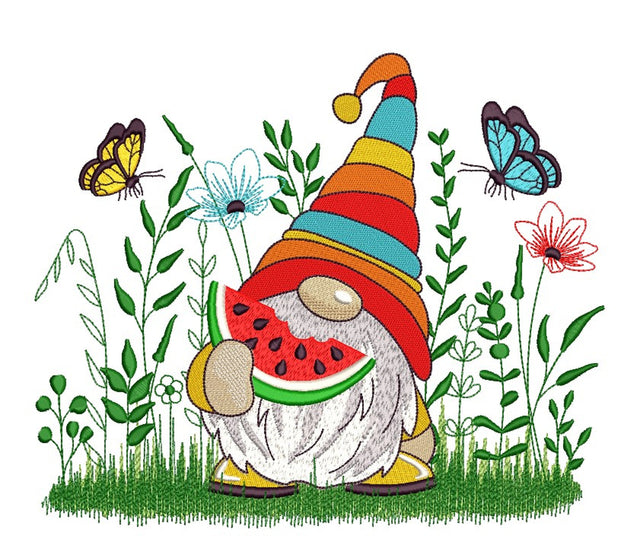 Summer Gnome Machine Embroidery Design, 4 sizes Embroidery/Applique DESIGNS Nino Nadaraia 