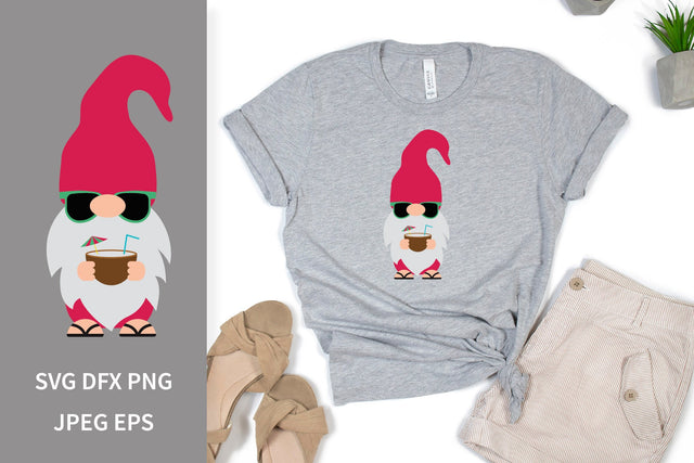 Summer gnome SVG. Beach gnome holding coconut SVG LaBelezoka 