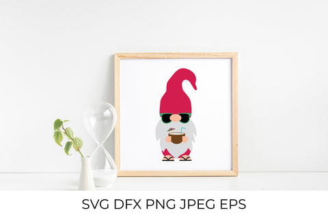 Summer gnome SVG. Beach gnome holding coconut SVG LaBelezoka 