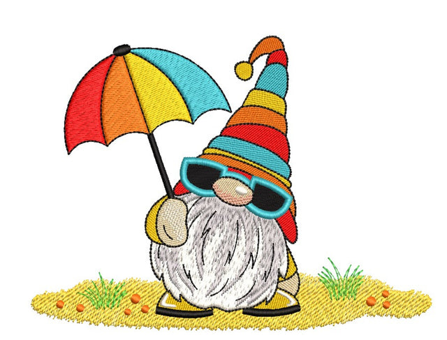 Summer Gnome with Glasses Embroidery Design, 3 sizes SVG Nino Nadaraia 