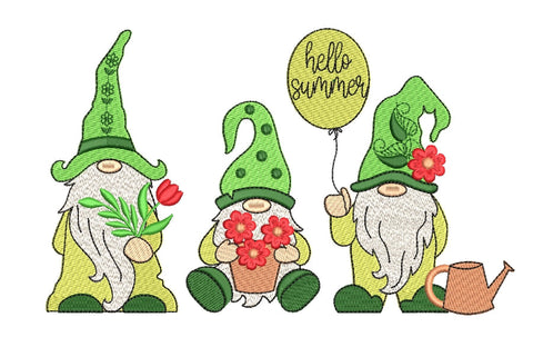 Summer gnomes embroidery designs, holiday embroidery designs, 4 sizes, Instant download Embroidery/Applique DESIGNS ArtEMByNatalia 