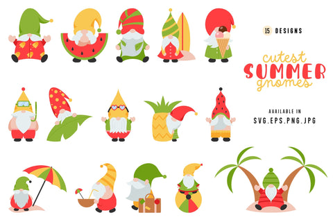 Summer Gnomes Illustration SVG Bundle SVG dapiyupi store 