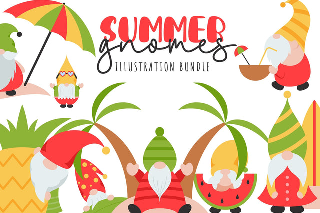 Summer Gnomes Illustration SVG Bundle SVG dapiyupi store 
