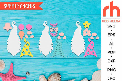 Summer Gnomes SVG, Door Hanger Laser Cut File, Home Decor DXF, Layered Gnomes SVG RedHelgaArt 