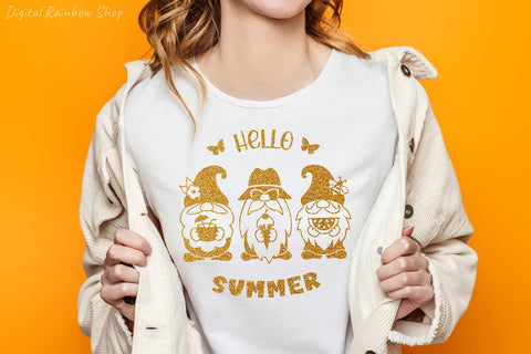 Summer gnomes with quote hello summer svg design, summer sign svg, round sign SVG Digital Rainbow Shop 