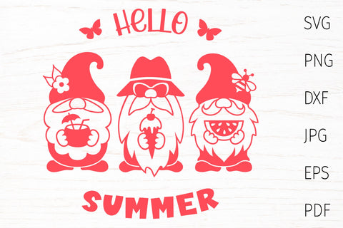 Summer gnomes with quote hello summer svg design, summer sign svg, round sign SVG Digital Rainbow Shop 