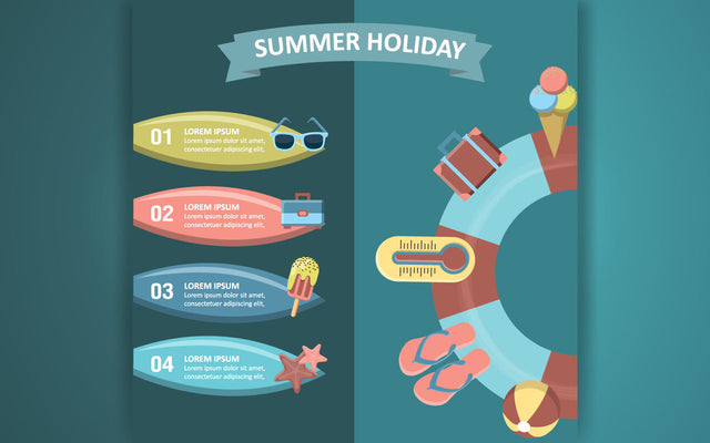Summer holiday vacation with a surfboard on beach. Icons and elements for graphics, website, and infographics design. Vector illustration SVG naemmiah021 