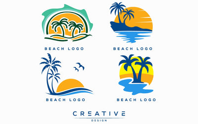 Summer holidays Beach logo design elements set emblems, beach holidays, and tropical sea vacations. Retro and vintage templates. SVG naemmiah021 
