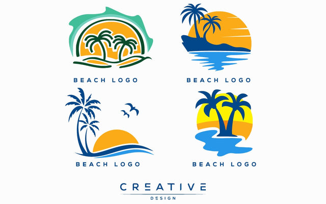 Summer holidays Beach logo design elements set emblems, beach holidays, and tropical sea vacations. Retro and vintage templates. SVG naemmiah021 