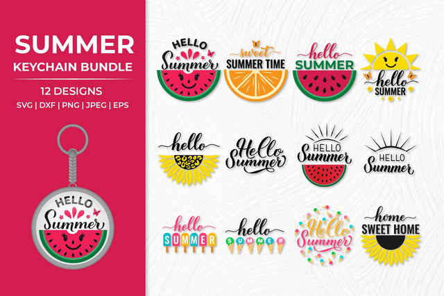 Summer keychain bundle SVG. Summer quotes key chain SVG LaBelezoka 