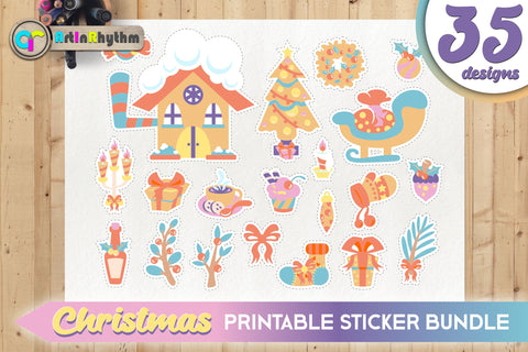 Summer Lake Christmas Sticker Bundle / Printable PNG Clipart SVG Artinrhythm shop 