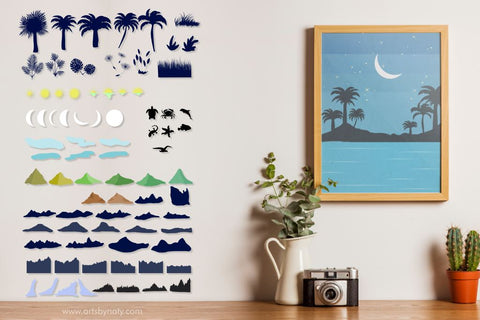 Summer landscape creator in abstract vector SVG Arts By Naty 